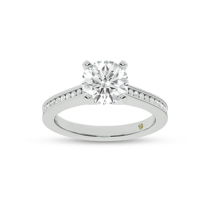 Paris Channel Set Round Lab Diamond Engagement Ring | 18K White Gold 3 3/4 CT. TW.