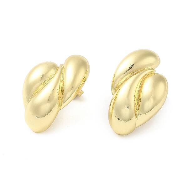 Rack Plating Brass Twist Heart Stud Earrings