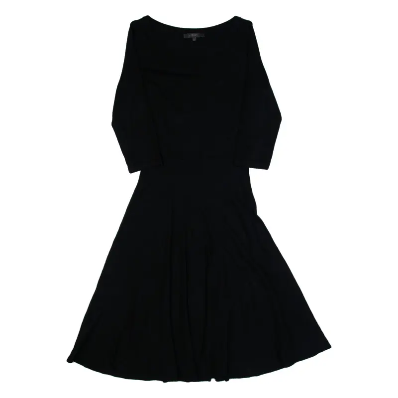 COAST Womens A-Line Dress Black Midi UK 10