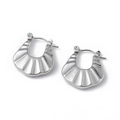 Non-Tarnish 304 Stainless Steel Twist Teardrop Thick Hoop Earrings for Women