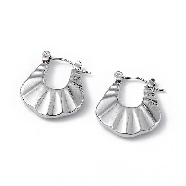 Non-Tarnish 304 Stainless Steel Twist Teardrop Thick Hoop Earrings for Women