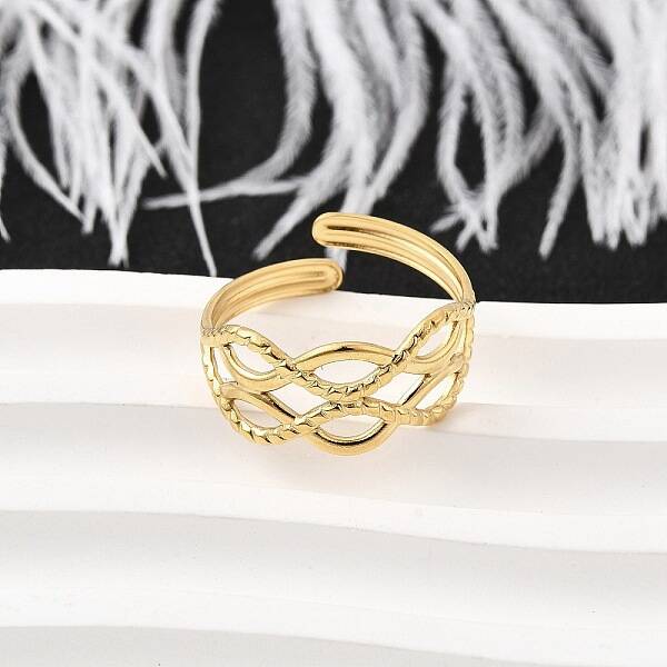 304 Stainless Steel Adjustable Open Cuff Rings for Women