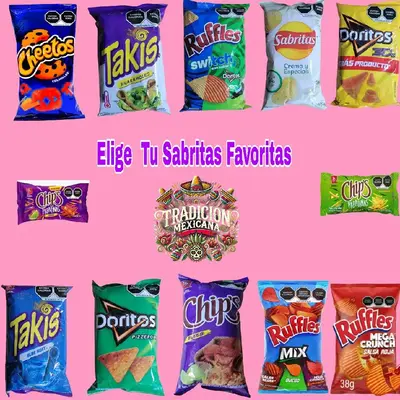 Choose Your Favorite Flavor Mexican Chips - Elige Tu Sabritas Favoritas - A Snack to Share with Cheetos, Takis, Ruffles, Dori...