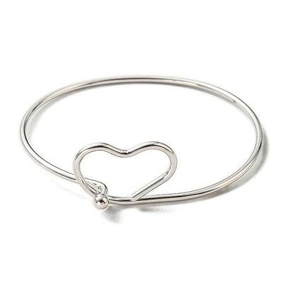Non-Tarnish 201 Stainless Steel Wire Wrap Heart Bangle