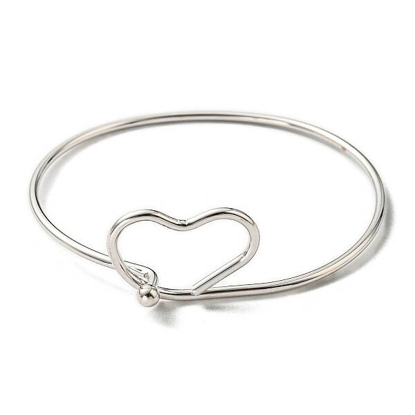 Non-Tarnish 201 Stainless Steel Wire Wrap Heart Bangle