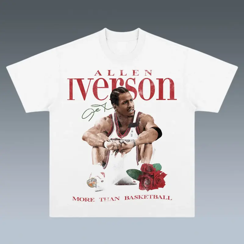 Vintage Tee All3n Iv3rs0n Graphic T-Shirt Basketball Design