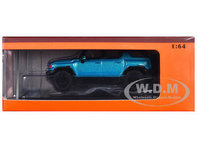 2023 GMC Hummer EV SUV Blue Metallic with Black Top 1/64 Diecast Model Car by GCD