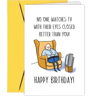 Men's Birthday Card, 1 Count Funny Cartoon Graphic Birthday Gift Card For Dad Husband Grandpa, Office Stationery & Supplies