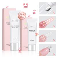 AILLSA Solid Gel Nail Glue for Clear Nail Tips - 30g+15g Super Strong Cured Needed Acrylic Nails Extension for Long Lasting D...