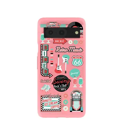 Bubblegum Pink Diner Night Google Pixel 8 Case
