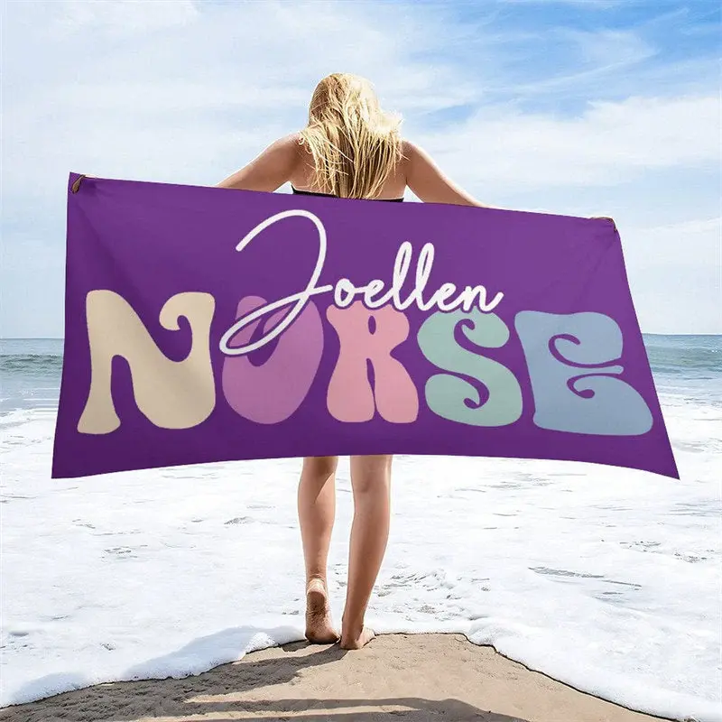 Custom Name Beach Pool Towel for Gifts - Aperturee