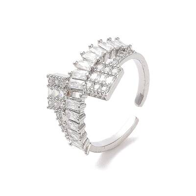Brass Micro Pave Cubic Zirconia Open Cuff Rings
