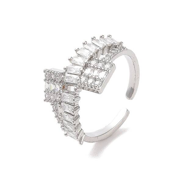 Brass Micro Pave Cubic Zirconia Open Cuff Rings