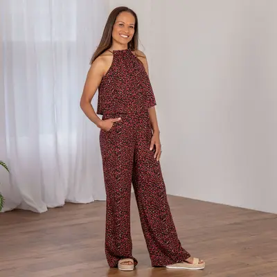 Cheetah Print High Neck Jumpsuit - S