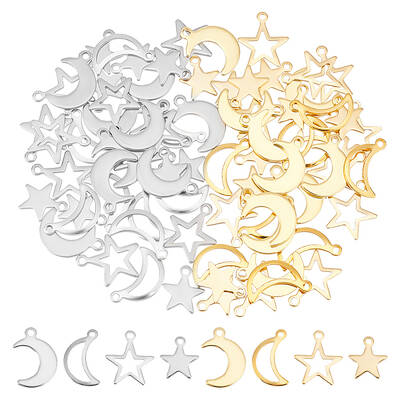 80Pcs 8 Style 304 Stainless Steel Pendants