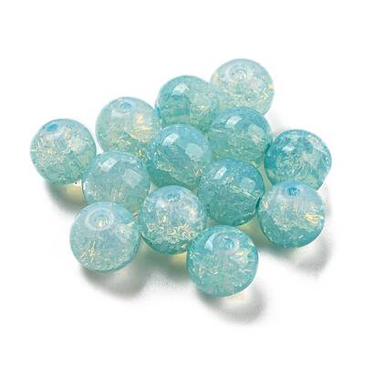 Transparent Spray Painting Crackle Glass Beads