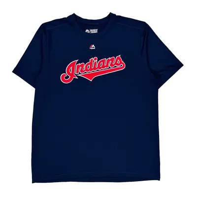 Cleveland Indians Majestic Mlb Jersey - Large Navy Polyester