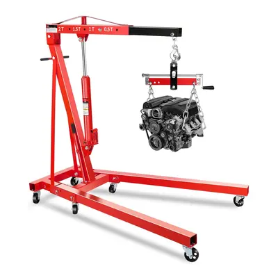Garvee 2-Ton Hydraulic Engine Hoist Crane with 6-Wheel Stability, Folding Design, Military-Grade Steel, Locking Brakes, Adjus...