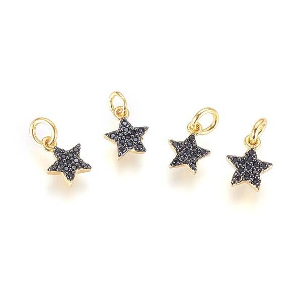 Brass Micro Pave Cubic Zirconia Charms