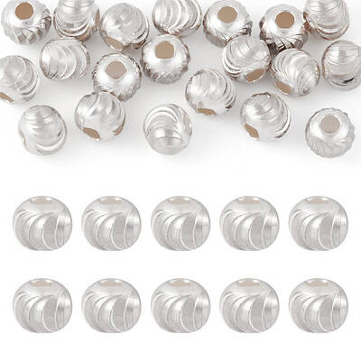 925 Sterling Silver Corrugated Round Spacer Beads