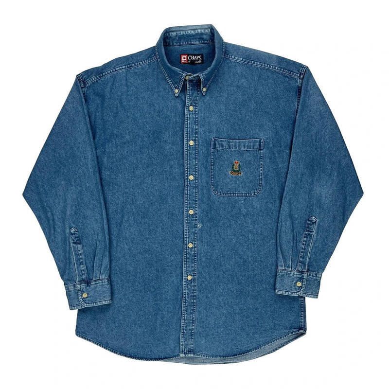 Chaps Ralph Lauren Denim Shirt - Large Blue Cotton