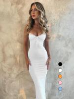 Women's Contrast Lace Split Cami Dress, Elegant Tie Front Backless Mermaid Dress, Milkmaid Dress, Dresses for Women, Wedding ...