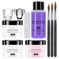 Acrylic Nail Kit for Beginners: Clear White Pink Acrylic Powder and Liquid Set Professional Nails Kit Brush Polish Manicure C...