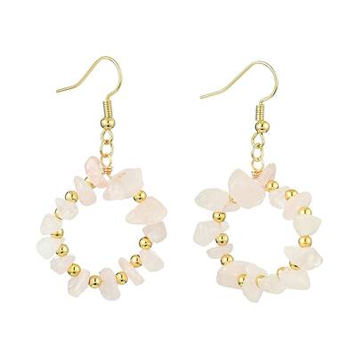 Natural Rose Quartz Dangle Earrings