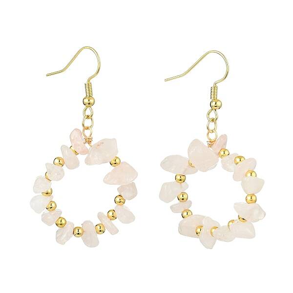Natural Rose Quartz Dangle Earrings