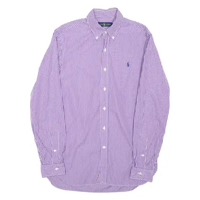 RALPH LAUREN Mens Shirt Purple Striped Long Sleeve S
