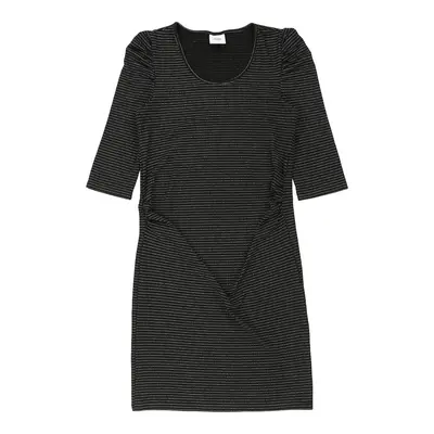 Mamalicious Striped Midi Dress - Medium Black Cotton Blend