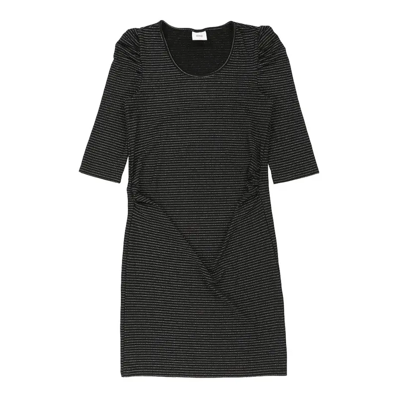 Mamalicious Striped Midi Dress - Medium Black Cotton Blend
