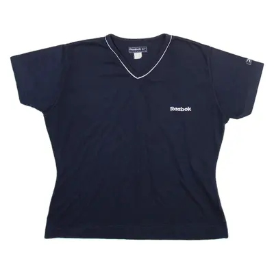 REEBOK Girls T-Shirt Blue V-Neck 14Y