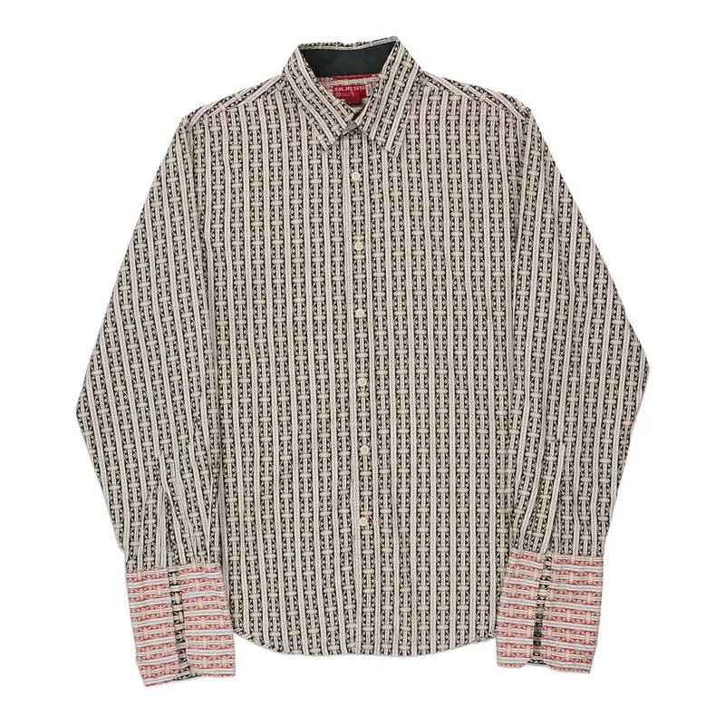 Guess Patterned Shirt - Small Khaki Cotton