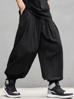 Men's Solid Color Drawstring Waist Pants, Loose Casual Comfy Breathable Pocket Jogger Pants for Spring & Fall, Fashion Men's ...