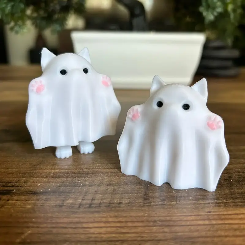 Ghost Kitty (3D Printed, Articulating, Decor)