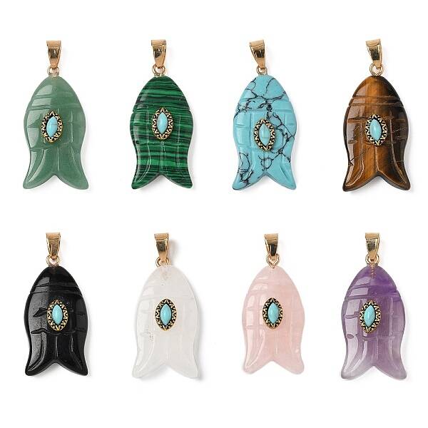 Natural & Synthetic Mixed Gemstone Carved Pendants