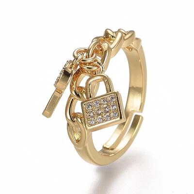 Adjustable Brass Micro Pave Clear Cubic Zirconia Cuff Rings