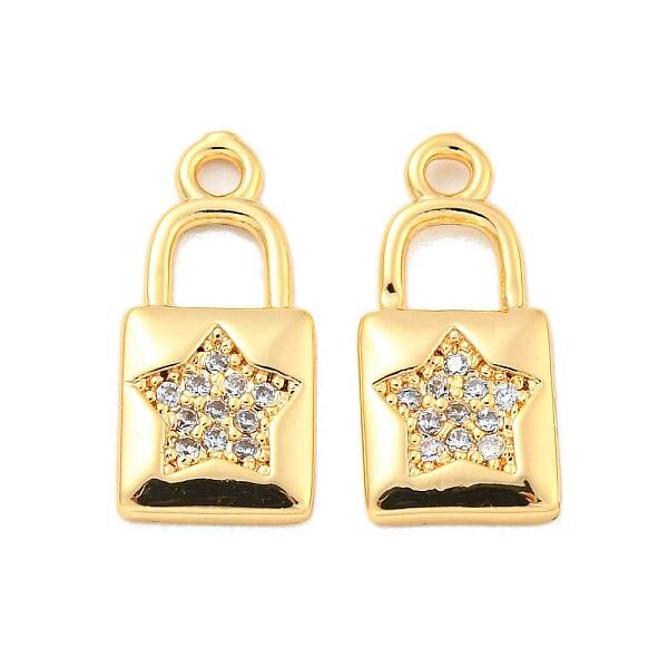 Brass Micro Pave Clear Cubic Zirconia Pendants