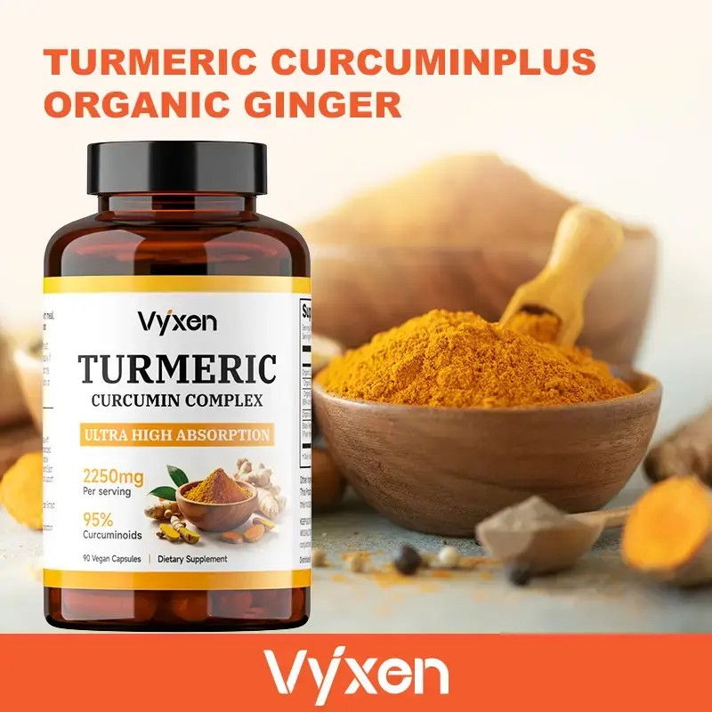 Vyxen Curcumin Turmeric Supplement 2250mg - 95% Organic Curcumin Pepper Extract for Daily Joint and Immune Health Support, An...