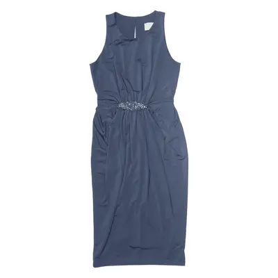 JENNY PACKHAM No 1 Ruched Pencil Dress Blue Sleeveless Midi Womens UK 6