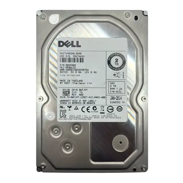 0WTJVY Dell 2TB 6Gb/s SAS 7200 3.5-Inch Hard Drive