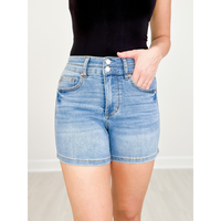 Judy Blue WILD CARD High Waist Tummy Control Double Waistband Jean Shorts