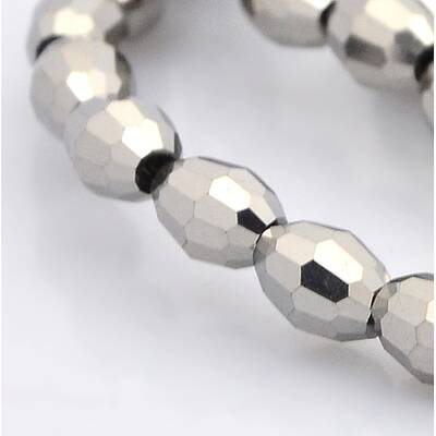 Full Plated Glass Faceted Rice Beads Strands