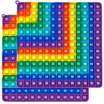 Multiplication Addition Double Side Pop Fidget Toy, 1 Count Rainbow Bubble Pop Math Educational Toy for Kids