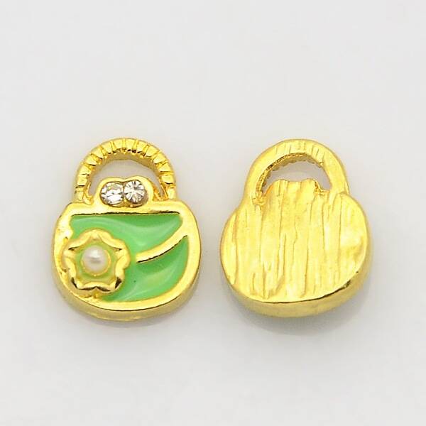 Golden Tone Alloy Rhinestone Enamel Cabochons