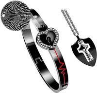 [3-5 Days Delivery] We-lock-in Heart Lock Bracelet & Key Necklace Set with \
