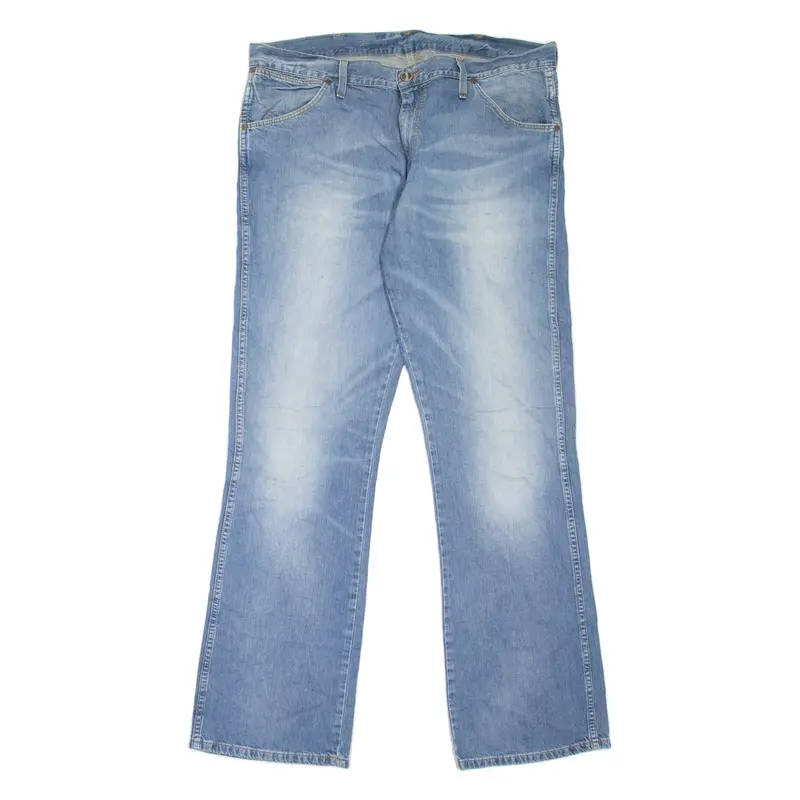 WRANGLER Dayton Mens Jeans Blue Relaxed Bootcut Stone Wash W38 L34