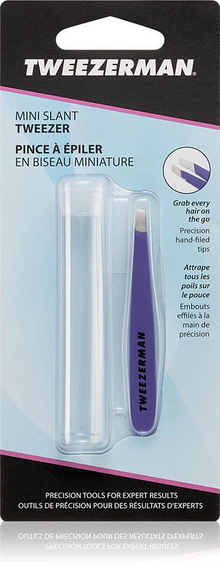 Tweezerman Mini slanted steel tweezers with a travel case Lavender