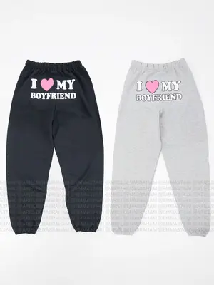 I Love My Boyfriend Sweatpants Pink Heart Valentine’s Day Gift